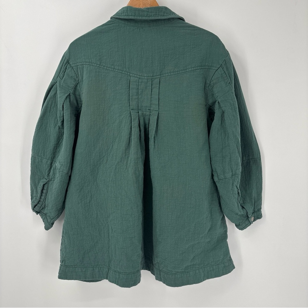 Free People Thalia Mini Shirtdress S Pullover Jacket Button Oversized Teal Boho - Picture 10 of 16